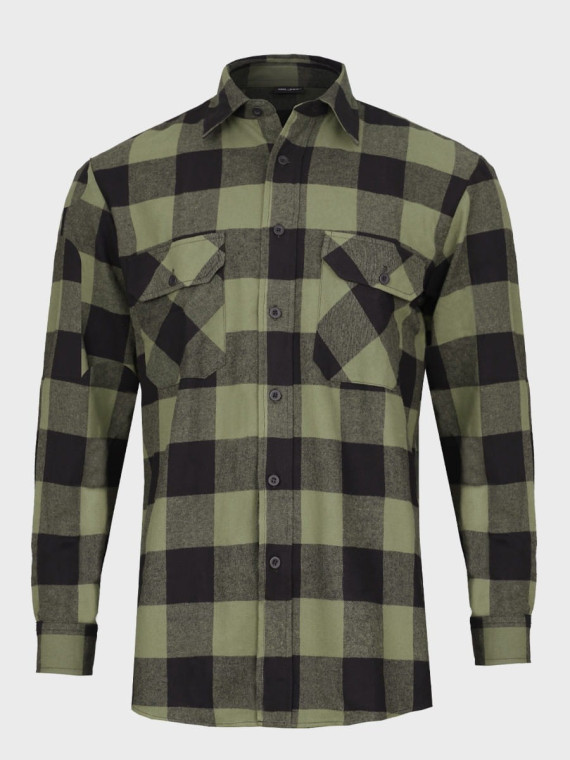 MIL-TEC Koszula męska flanelowa w kratę bawełniana oliwkowo-czarna 3XL