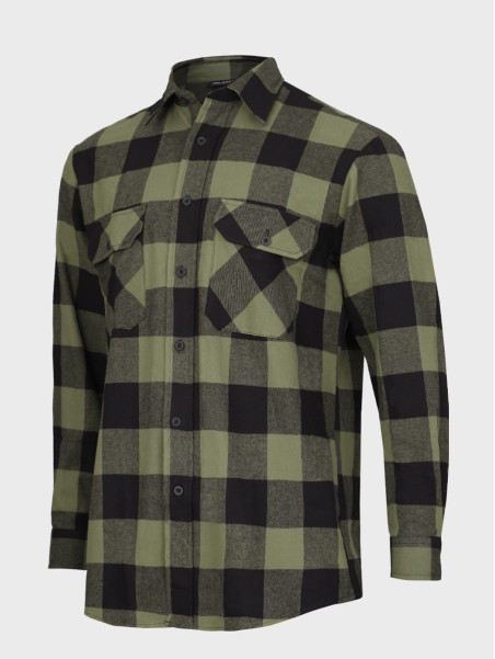 MIL-TEC Koszula męska flanelowa w kratę bawełniana oliwkowo-czarna 3XL