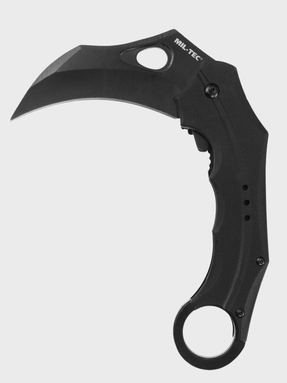 MIL-TEC NÓŻ SKŁADANY Z KLIPSEM HAWKBILL G10 KARAMBIT CZARNY