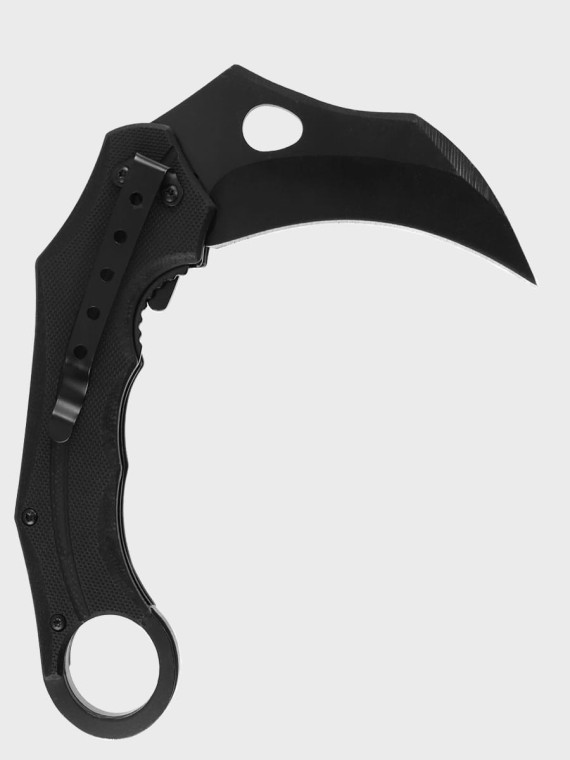 MIL-TEC NÓŻ SKŁADANY Z KLIPSEM HAWKBILL G10 KARAMBIT CZARNY
