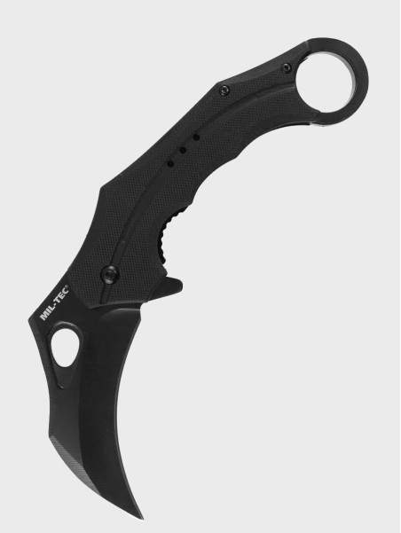 MIL-TEC NÓŻ SKŁADANY Z KLIPSEM HAWKBILL G10 KARAMBIT CZARNY