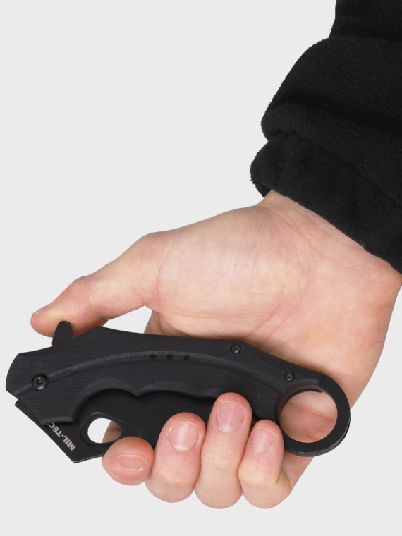 MIL-TEC NÓŻ SKŁADANY Z KLIPSEM HAWKBILL G10 KARAMBIT CZARNY