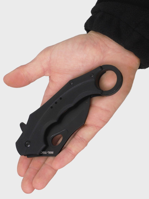 MIL-TEC NÓŻ SKŁADANY Z KLIPSEM HAWKBILL G10 KARAMBIT CZARNY