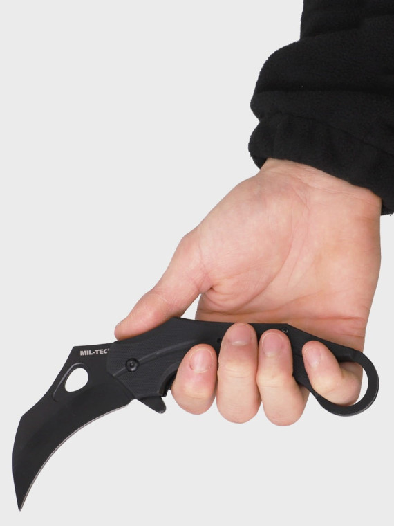 MIL-TEC NÓŻ SKŁADANY Z KLIPSEM HAWKBILL G10 KARAMBIT CZARNY