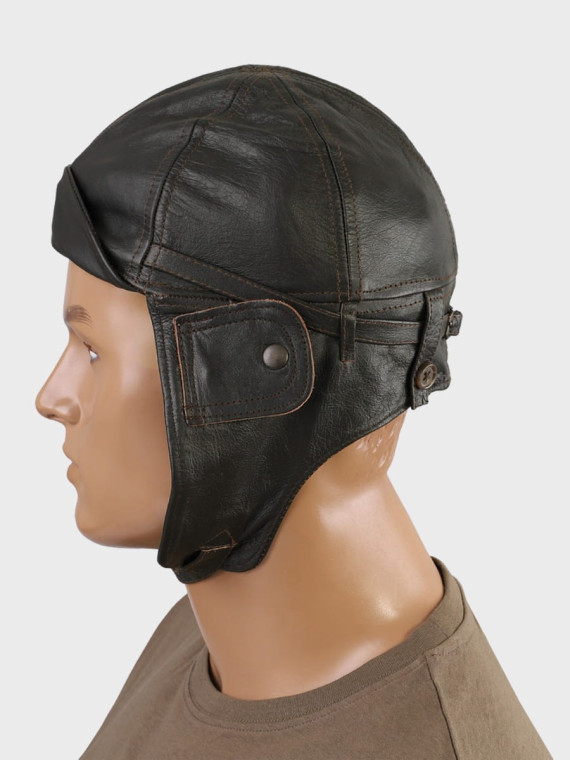 MIL-TEC CZAPKA PILOTKA NA MOTOCYKL SKÓRZANA BRĄZOWA L