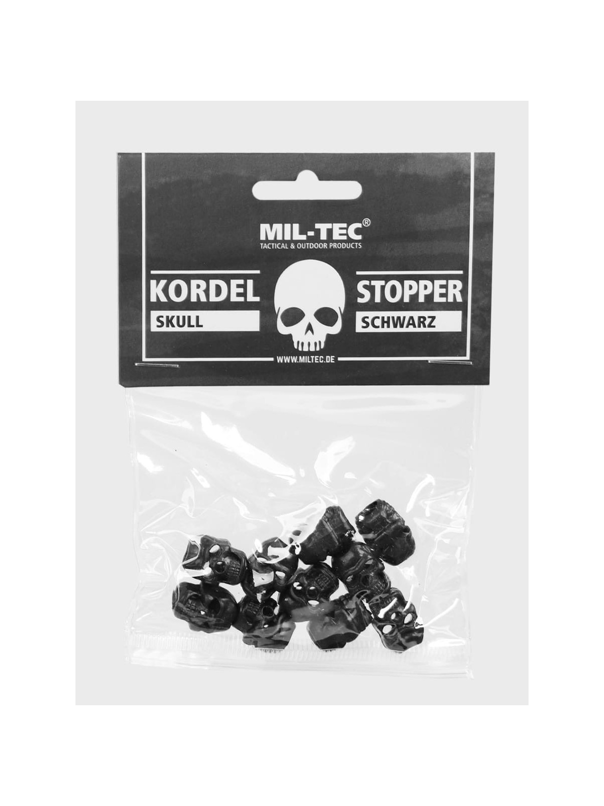 MIL-TEC STOPERY DO SZNURKA 10SZT CZASZKA SKULL CZARNE