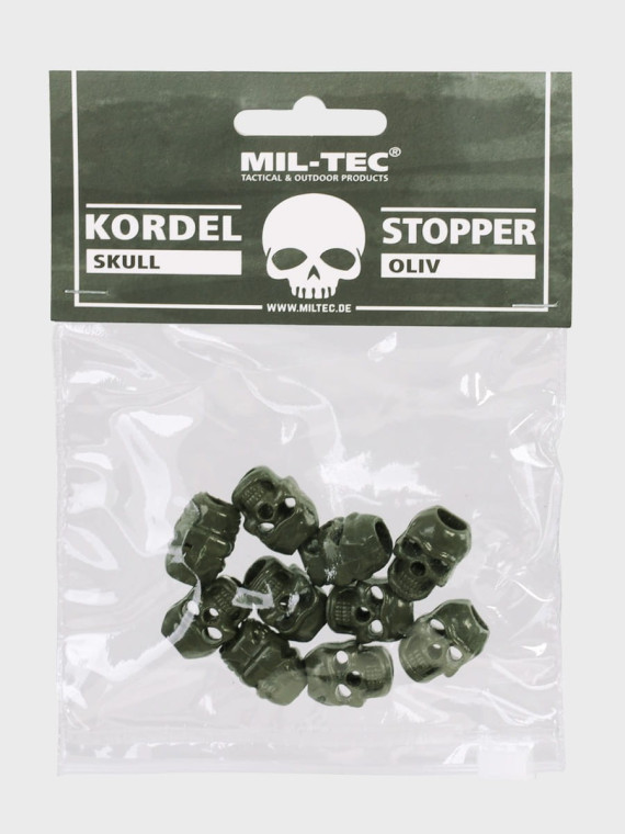 MIL-TEC STOPERY DO SZNURKA 10SZT CZASZKA SKULL OLIWKOWE