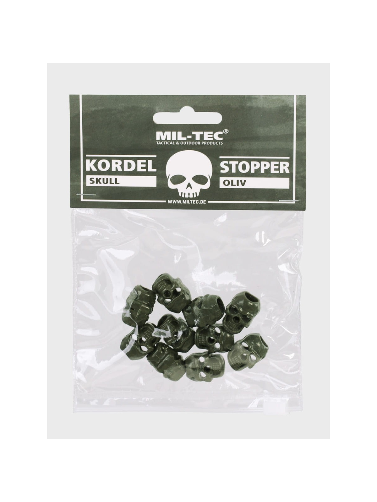 MIL-TEC STOPERY DO SZNURKA 10SZT CZASZKA SKULL OLIWKOWE