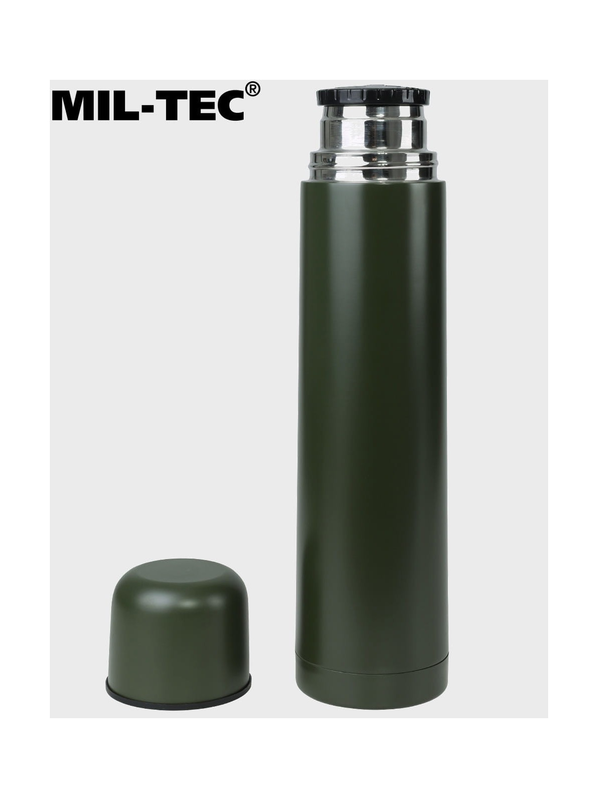 MIL-TEC TERMOS 1L Z KUBKIEM STAL NIERDZEWNA WOJSKOWY OLIWKOWY