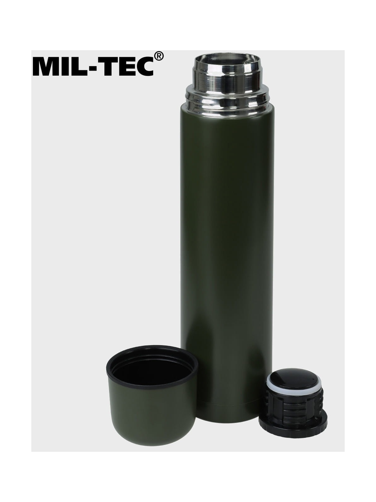 MIL-TEC TERMOS 1L Z KUBKIEM STAL NIERDZEWNA WOJSKOWY OLIWKOWY