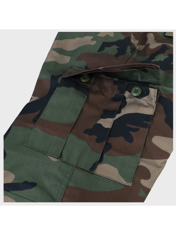 MIL-TEC SPODNIE BOJÓWKI DZIECIĘCE BDU T/C WOODLAND L