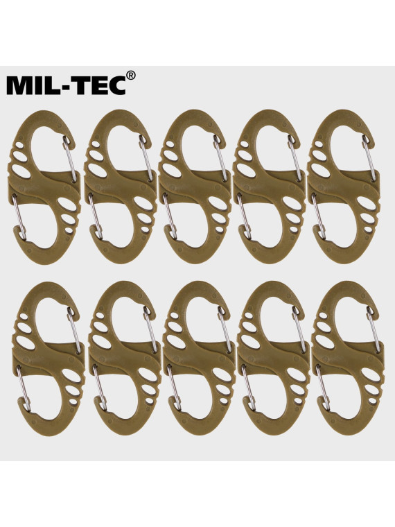 MIL-TEC KARABINKI POMOCNICZE S-HOOK 10 SZT. COYOTE
