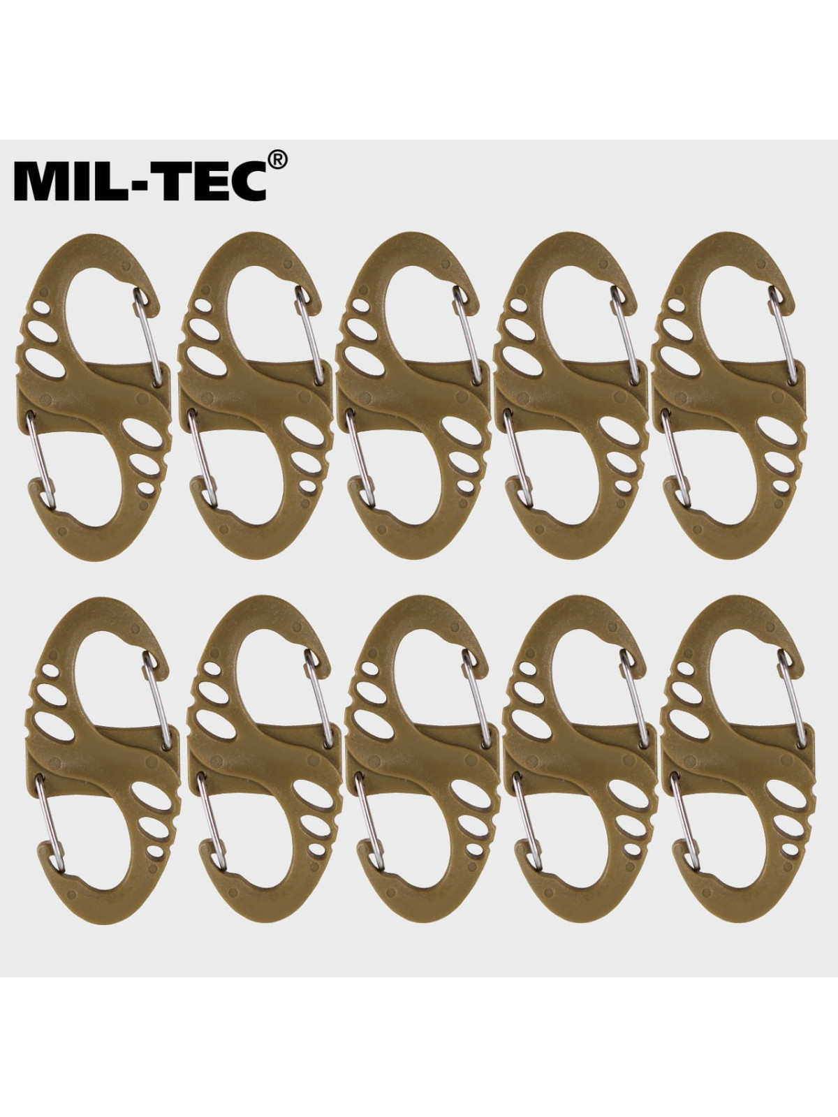 MIL-TEC KARABINKI POMOCNICZE S-HOOK 10 SZT. COYOTE