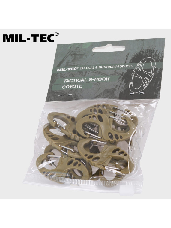 MIL-TEC KARABINKI POMOCNICZE S-HOOK 10 SZT. COYOTE