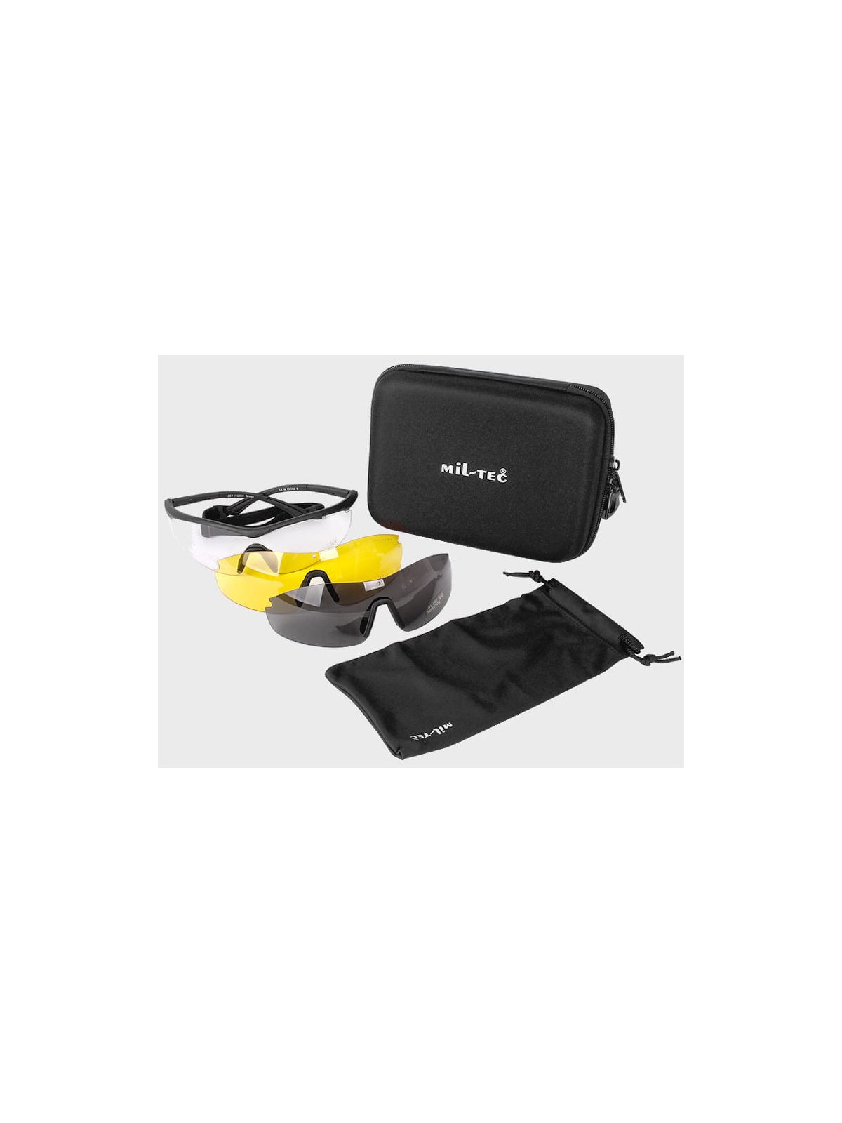 MIL-TEC OKULARY TAKTYCZNE WYMIENNE SZKŁA UV400 ETUI CZARNE