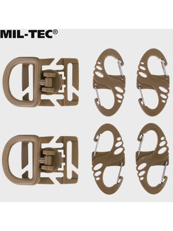 MIL-TEC ZESTAW UCHWYTÓW ULTIMATE TACTICAL S-HOOK DO MOLLE COYOTE