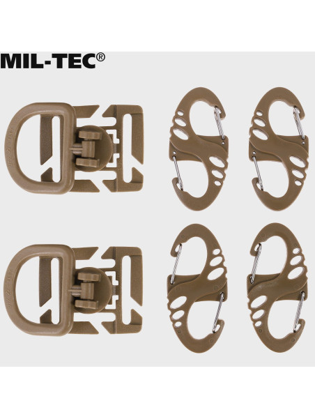 MIL-TEC ZESTAW UCHWYTÓW ULTIMATE TACTICAL S-HOOK DO MOLLE COYOTE