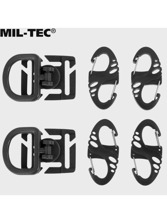 MIL-TEC ZESTAW UCHWYTÓW ULTIMATE TACTICAL S-HOOK DO MOLLE CZARNY