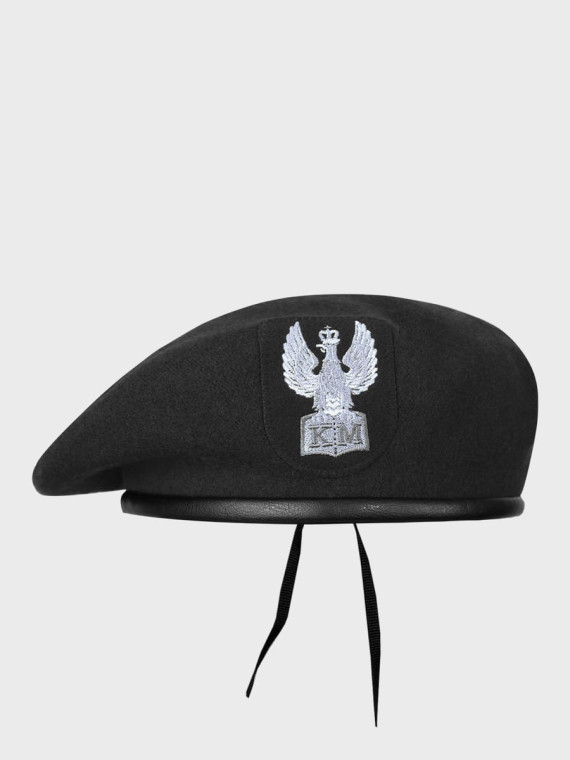 BB-TEX BERET KLASA MUNDUROWA WEŁNIANY TŁOCZONY Z ORŁEM CZARNY 54