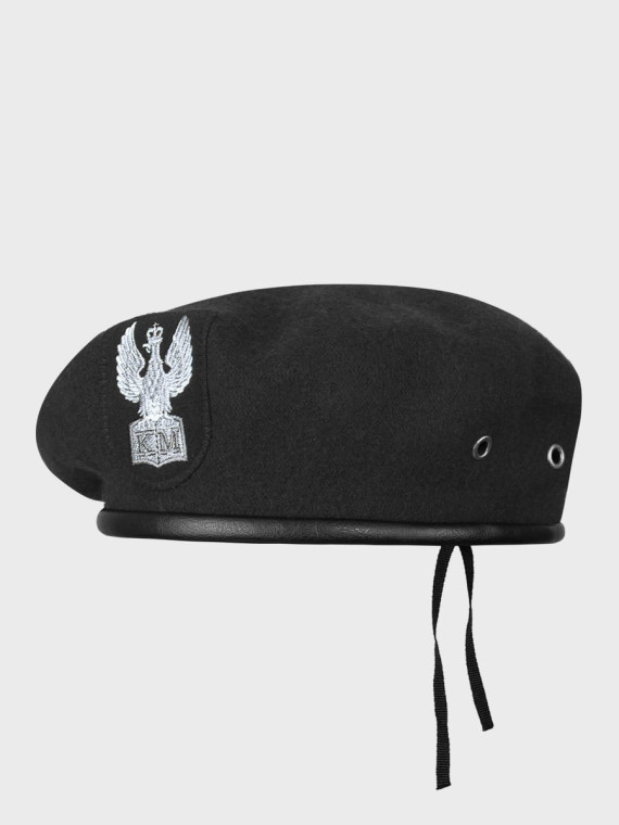 BB-TEX BERET KLASA MUNDUROWA WEŁNIANY TŁOCZONY Z ORŁEM CZARNY 54