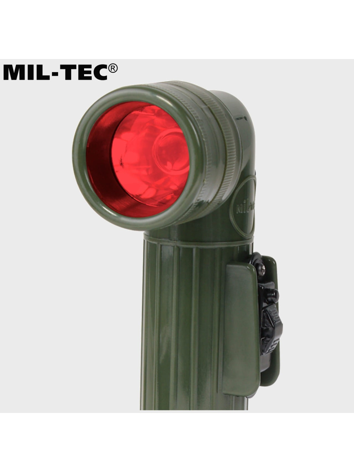 MIL-TEC LATARKA KĄTOWA Z FILTRAMI ŚREDNIA 17CM OLIWKOWA