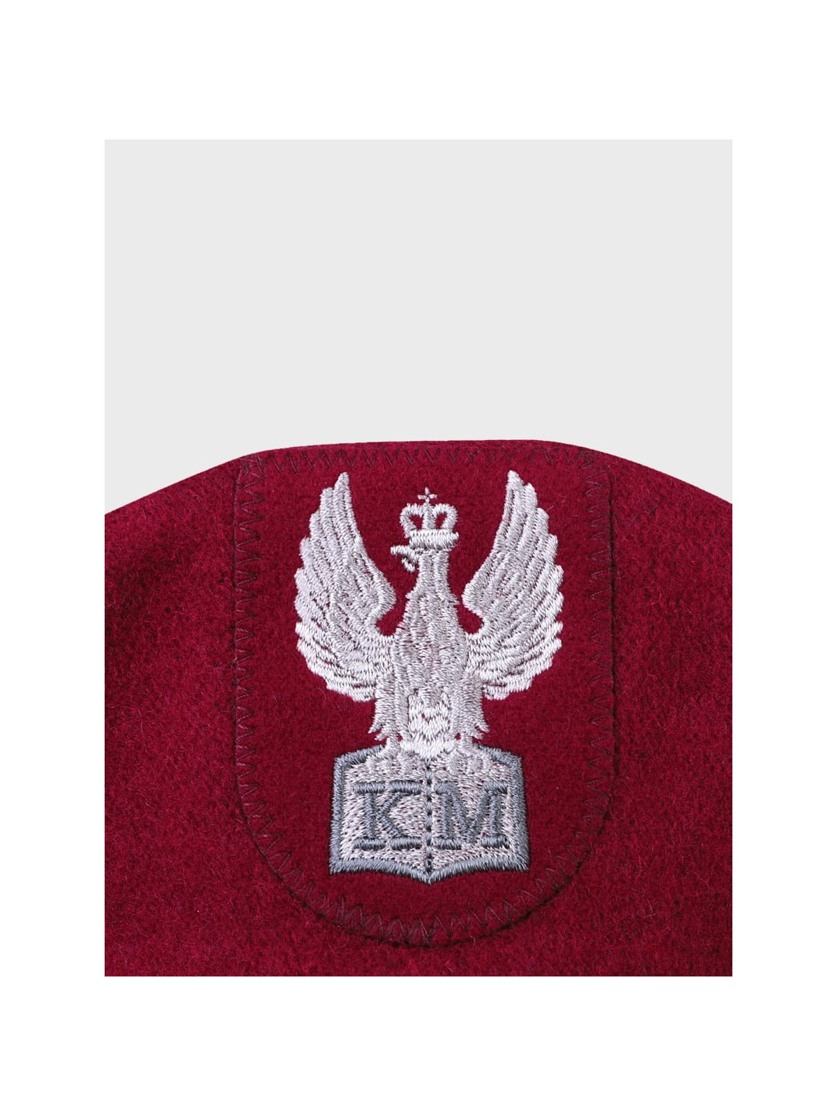 BB-TEX BERET KLASA MUNDUROWA WEŁNIANY TŁOCZONY Z ORŁEM BORDOWY 55