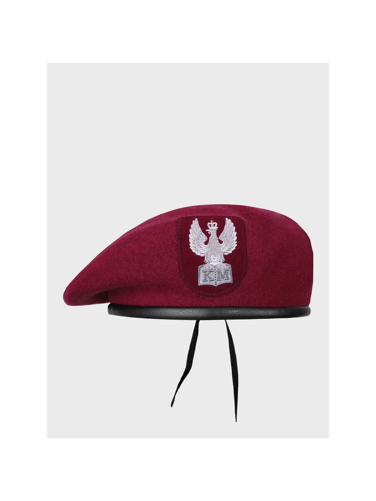 BB-TEX BERET KLASA MUNDUROWA WEŁNIANY TŁOCZONY Z ORŁEM BORDOWY 55