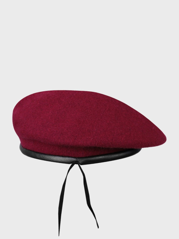 BB-TEX BERET KLASA MUNDUROWA WEŁNIANY TŁOCZONY Z ORŁEM BORDOWY 55