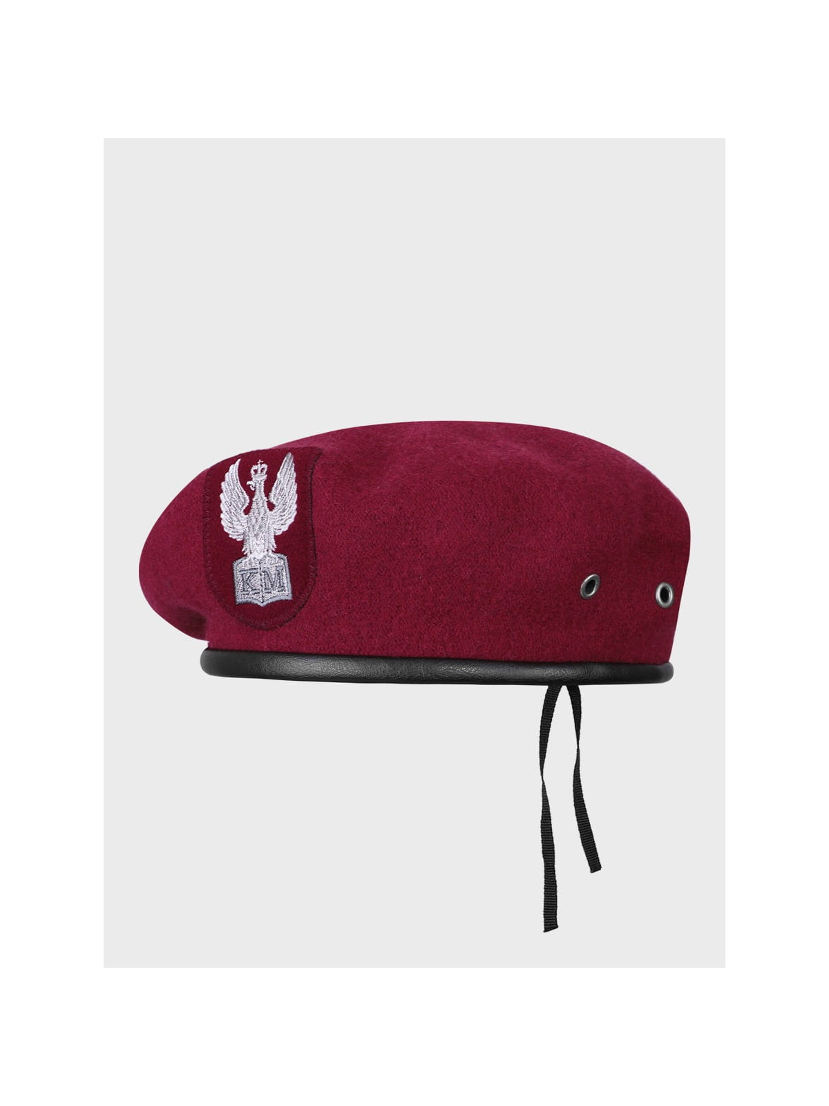 BB-TEX BERET KLASA MUNDUROWA WEŁNIANY TŁOCZONY Z ORŁEM BORDOWY 55