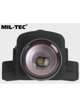 MIL-TEC LATARKA NA CZAPKĘ Z DASZKIEM 150LM CZOŁÓWKA Z ZOOM CZARNA