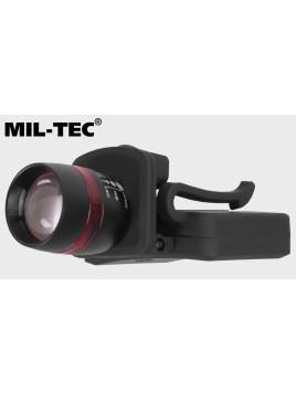 MIL-TEC LATARKA NA CZAPKĘ Z DASZKIEM 150LM CZOŁÓWKA Z ZOOM CZARNA