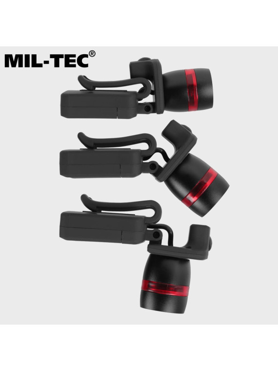 MIL-TEC LATARKA NA CZAPKĘ Z DASZKIEM 150LM CZOŁÓWKA Z ZOOM CZARNA