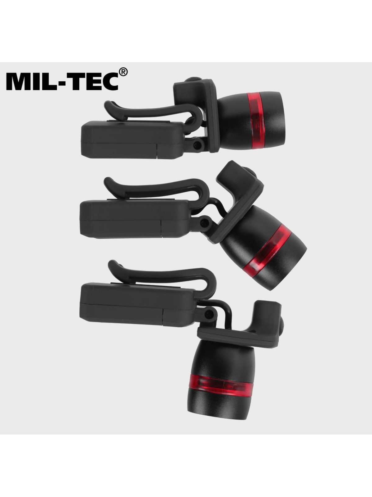 MIL-TEC LATARKA NA CZAPKĘ Z DASZKIEM 150LM CZOŁÓWKA Z ZOOM CZARNA