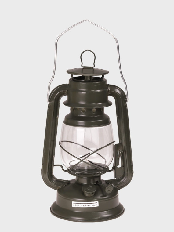 MIL-TEC LAMPA NAFTOWA Z UCHWYTEM 28CM STAL OLIWKOWA