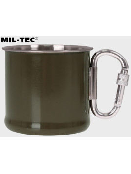 MIL-TEC KUBEK TERMICZNY Z KARABIŃCZYKIEM 500ML STAL NIERDZEWNA OLIWKOWY