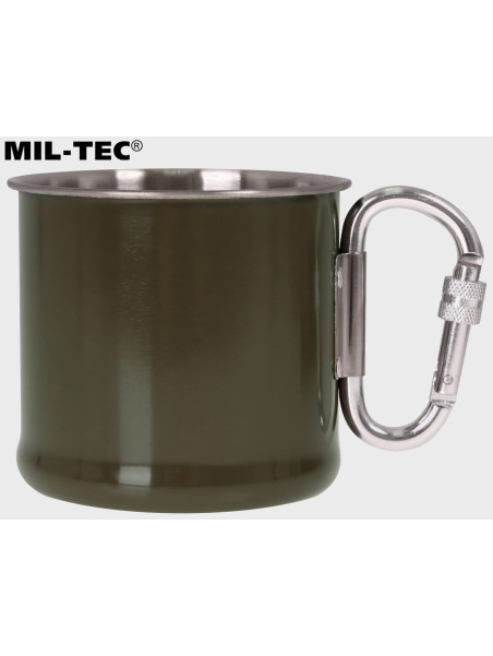 MIL-TEC KUBEK TERMICZNY Z KARABIŃCZYKIEM 500ML STAL NIERDZEWNA OLIWKOWY