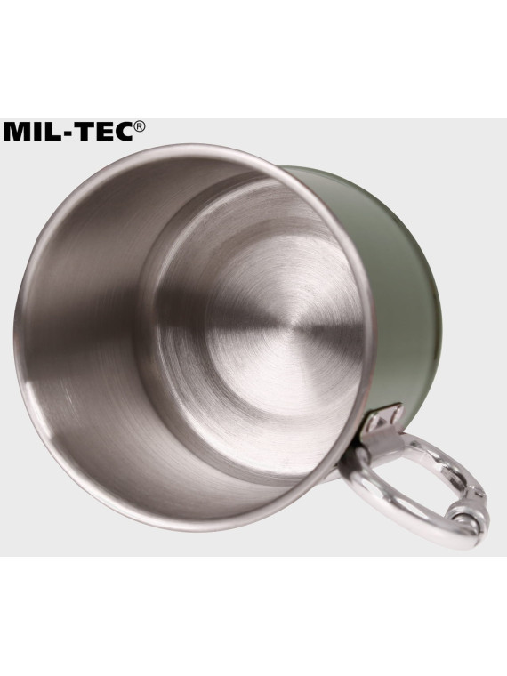 MIL-TEC KUBEK TERMICZNY Z KARABIŃCZYKIEM 500ML STAL NIERDZEWNA OLIWKOWY