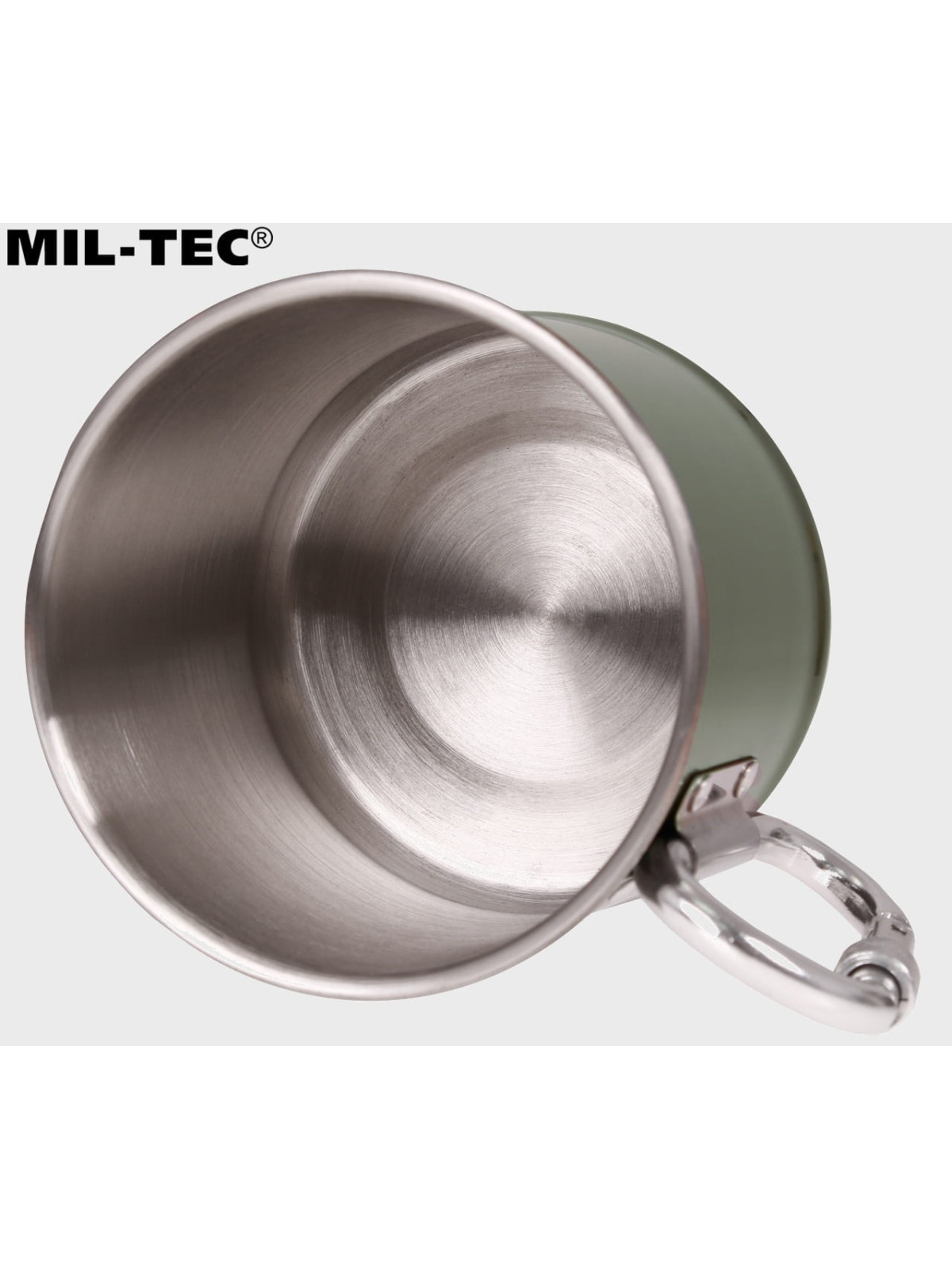 MIL-TEC KUBEK TERMICZNY Z KARABIŃCZYKIEM 500ML STAL NIERDZEWNA OLIWKOWY
