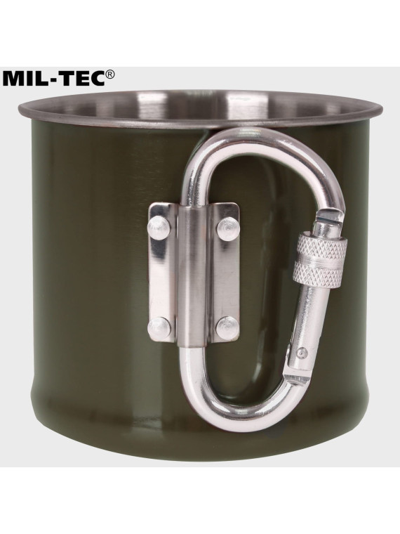 MIL-TEC KUBEK TERMICZNY Z KARABIŃCZYKIEM 500ML STAL NIERDZEWNA OLIWKOWY
