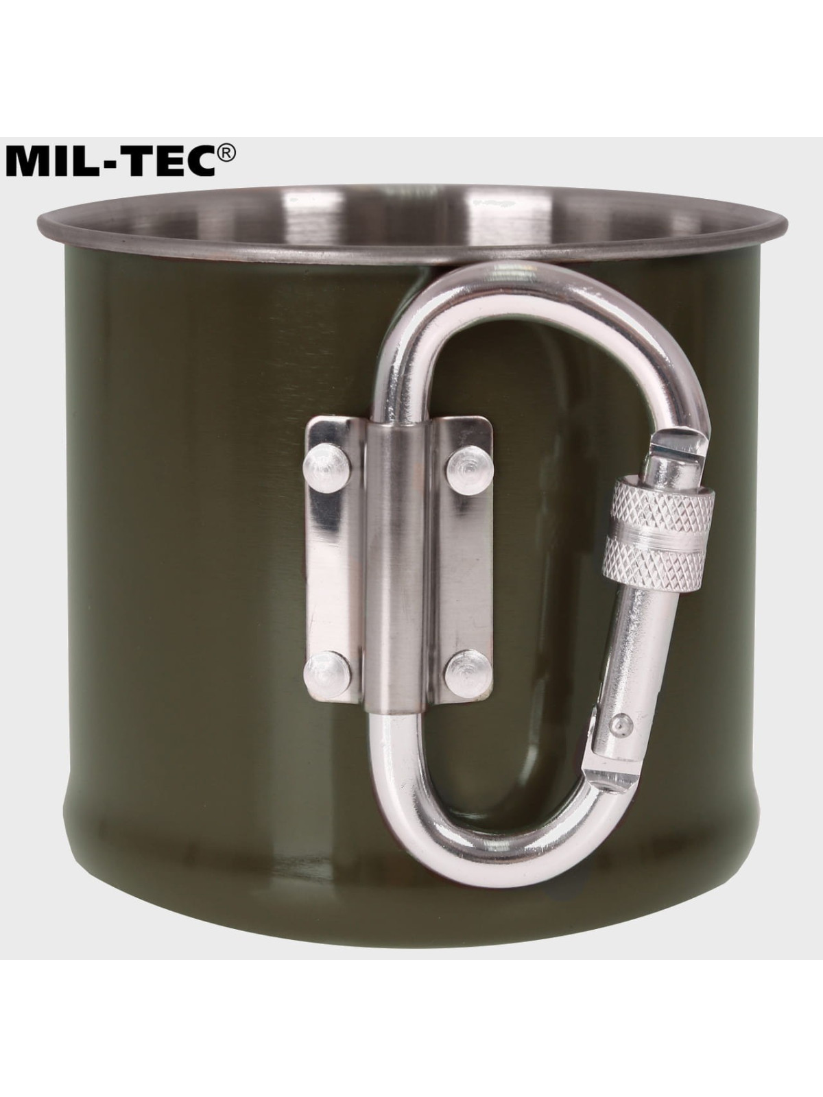 MIL-TEC KUBEK TERMICZNY Z KARABIŃCZYKIEM 500ML STAL NIERDZEWNA OLIWKOWY