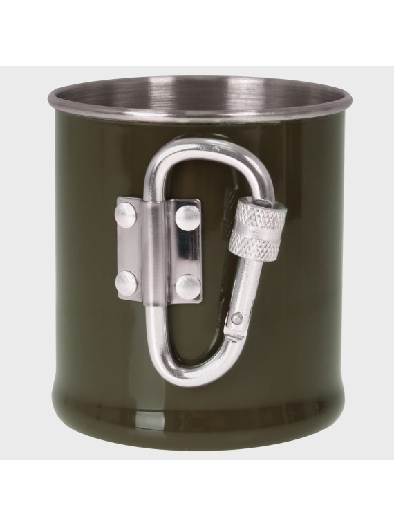 MIL-TEC KUBEK TERMICZNY Z KARABIŃCZYKIEM 250ML STAL NIERDZEWNA OLIWKOWY