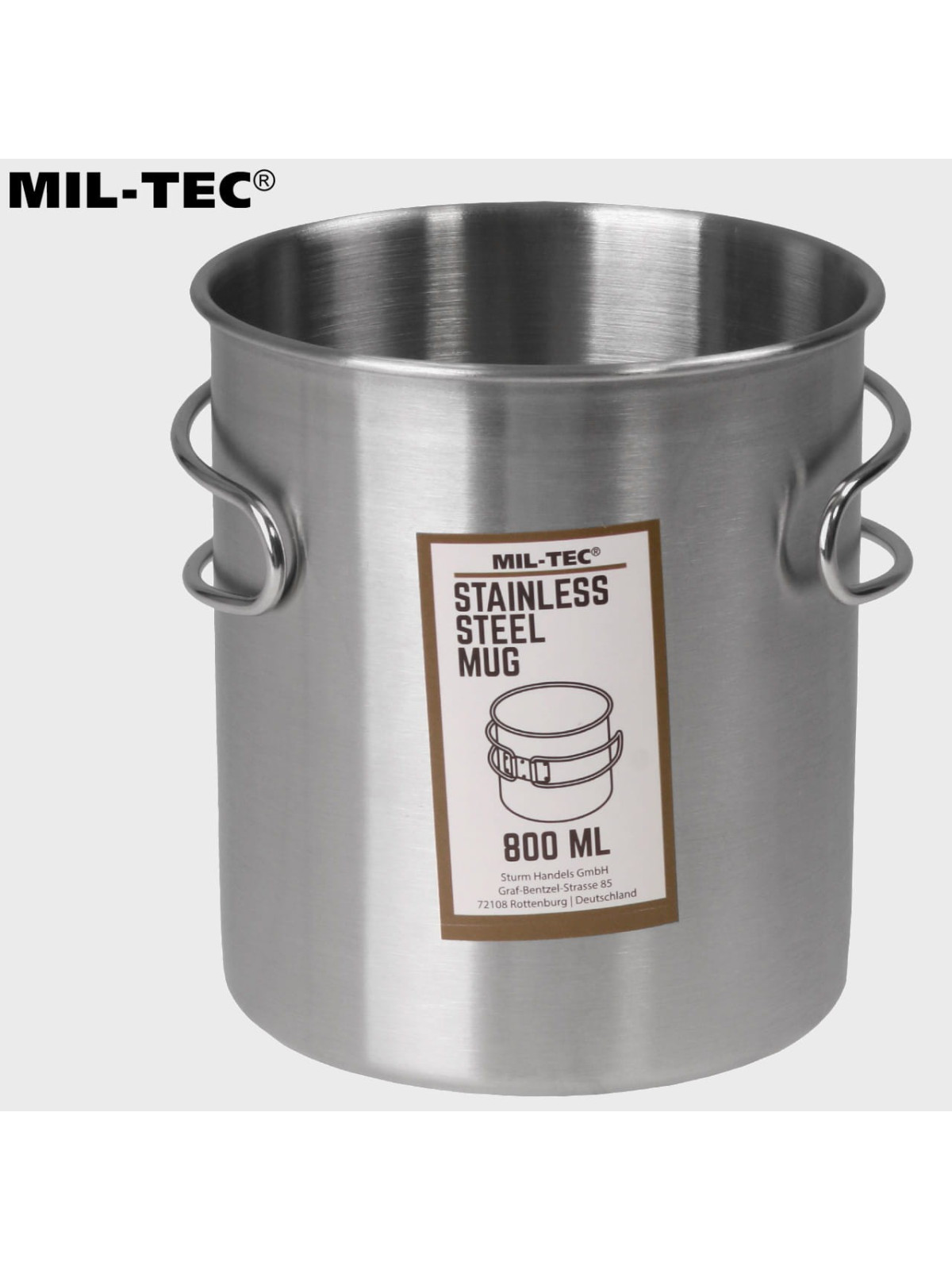 MIL-TEC KUBEK TURYSTYCZNY SKŁADANY UCHWYT 800ML STAL NIERDZEWNA