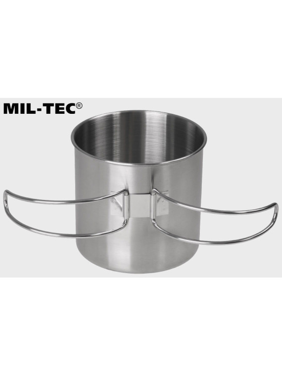 MIL-TEC KUBEK TURYSTYCZNY SKŁADANY UCHWYT 600ML STAL NIERDZEWNA