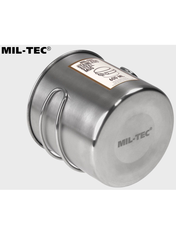 MIL-TEC KUBEK TURYSTYCZNY SKŁADANY UCHWYT 600ML STAL NIERDZEWNA