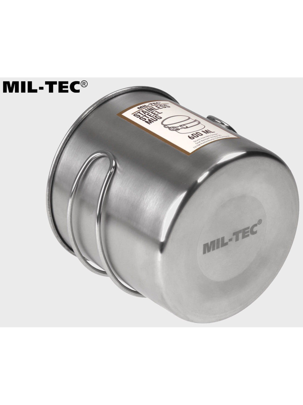 MIL-TEC KUBEK TURYSTYCZNY SKŁADANY UCHWYT 600ML STAL NIERDZEWNA