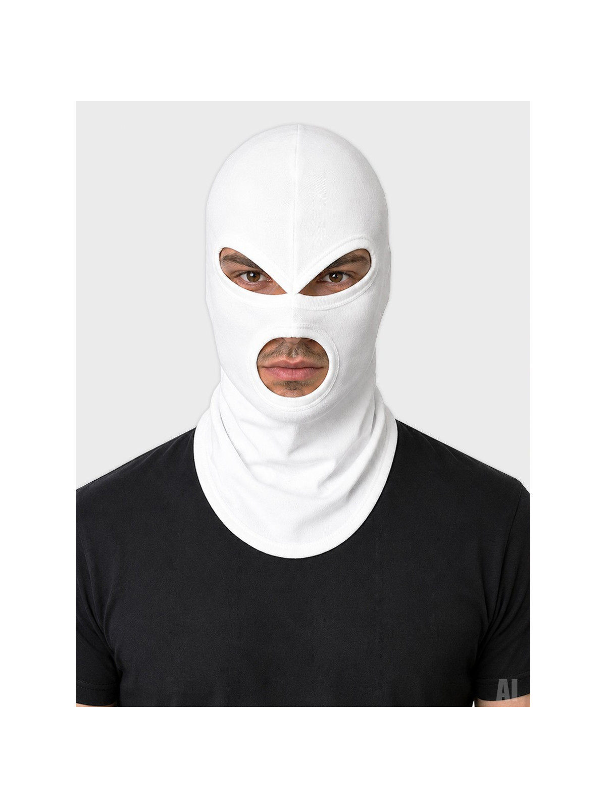 MIL-TEC KOMINIARKA 3 OTWORY CZAPKA BALACLAVA BAWEŁNA BIAŁA 