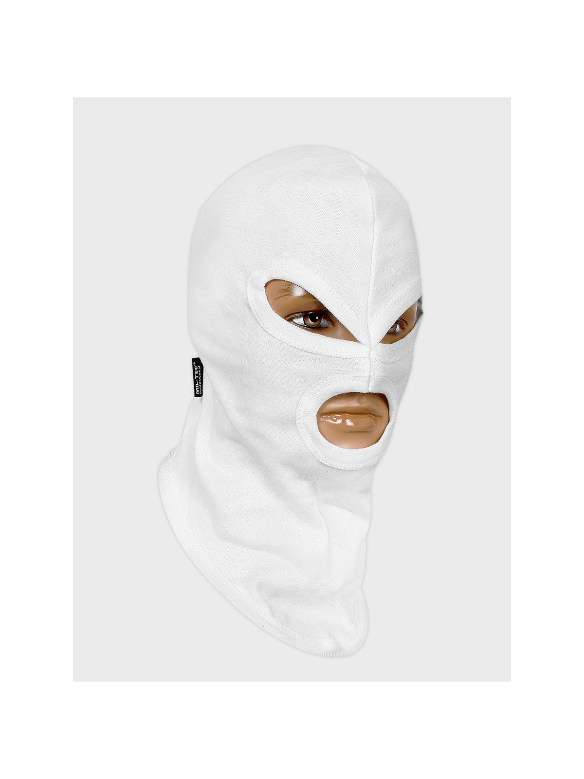 MIL-TEC KOMINIARKA 3 OTWORY CZAPKA BALACLAVA BAWEŁNA BIAŁA 