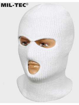 MIL-TEC KOMINIARKA 3 OTWORY CZAPKA BALACLAVA AKRYL BIAŁA 