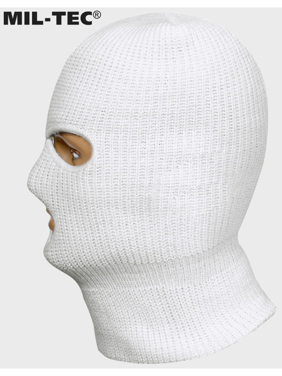 MIL-TEC KOMINIARKA 3 OTWORY CZAPKA BALACLAVA AKRYL BIAŁA 