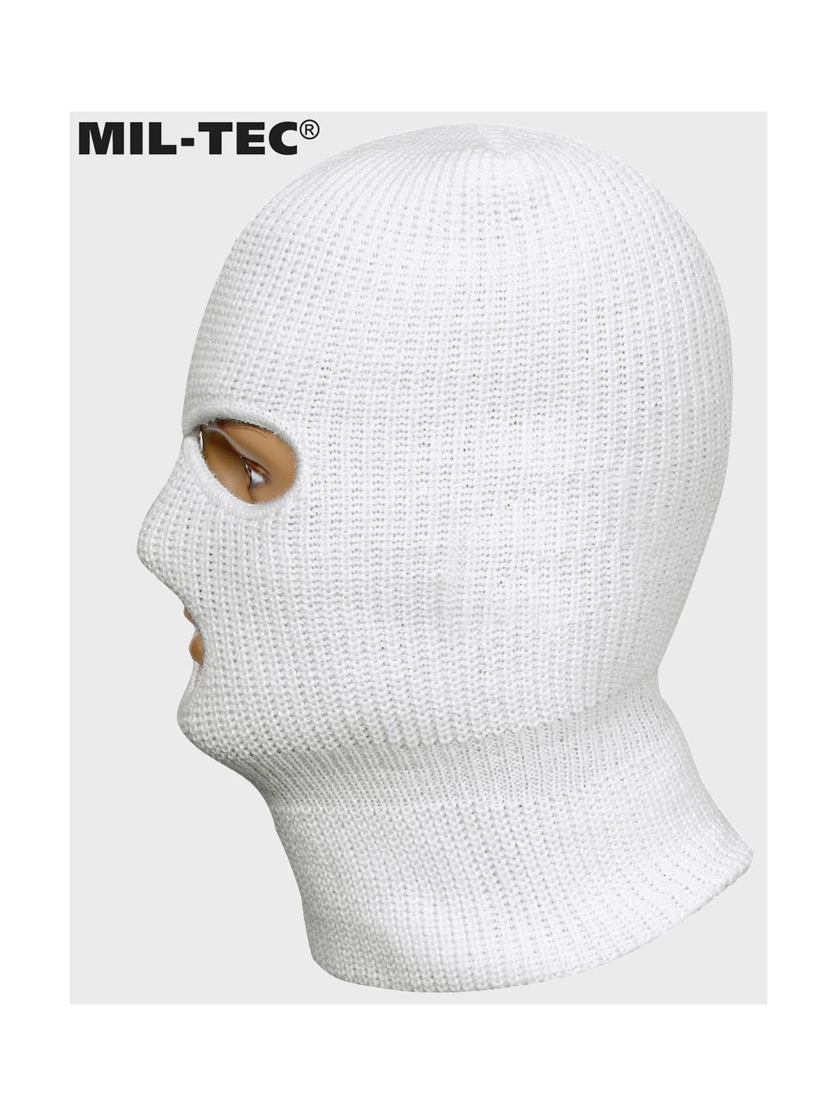 MIL-TEC KOMINIARKA 3 OTWORY CZAPKA BALACLAVA AKRYL BIAŁA 